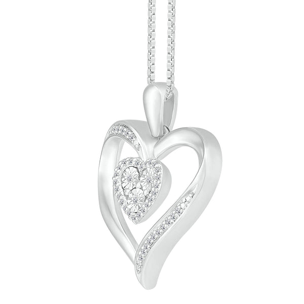 1/10 CTW Diamond Heart 18" Pendant in Sterling Silver