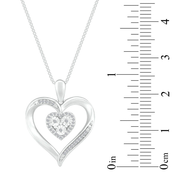 1/10 CTW Diamond Heart 18" Pendant in Sterling Silver