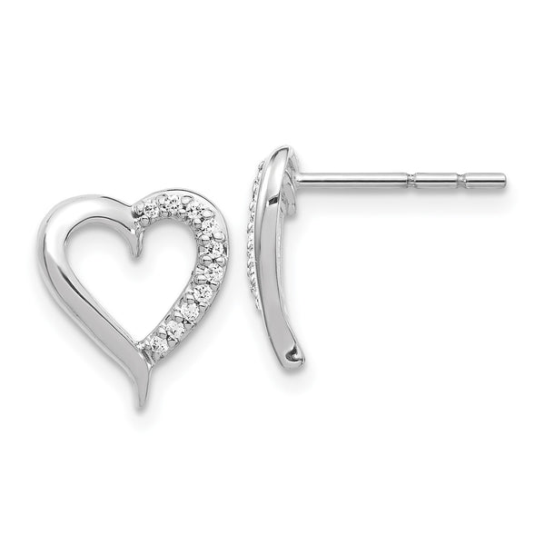 1/10 CTW Diamond Heart Earrings in 14KT White Gold