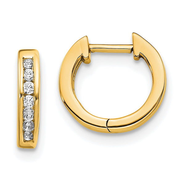 1/10 CTW Diamond Hoop Earrings in 14KT Yellow Gold