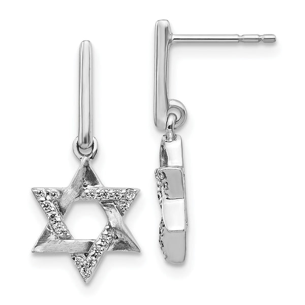 1/10 CTW Diamond Star Of David Earrings in 14KT White Gold