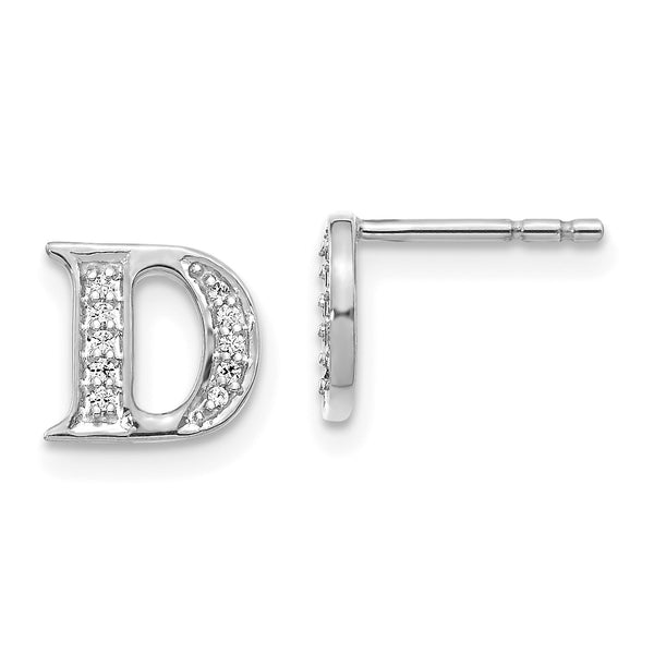 1/14 CTW Diamond Stud Initial Earrings in 14KT White Gold; Initial D