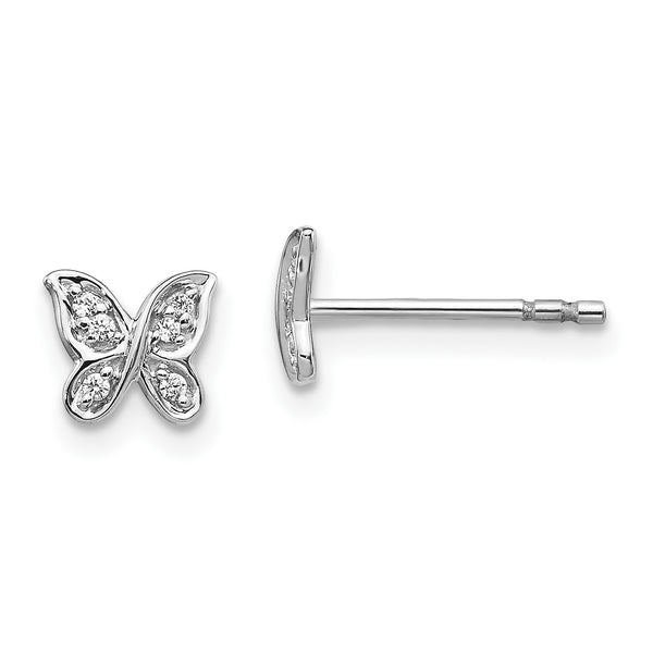 1/20 CTW Diamond Butterfly Stud Earrings in 14KT White Gold