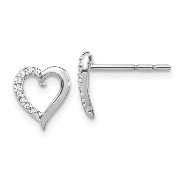 1/20 CTW Diamond Heart Earrings in 14KT White Gold