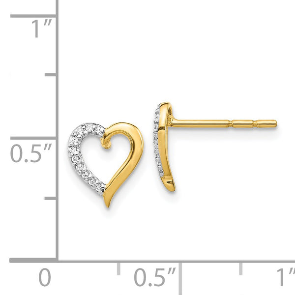 1/20 CTW Diamond Heart Earrings in 14KT Yellow Gold