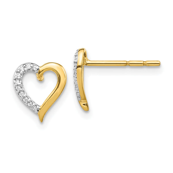 1/20 CTW Diamond Heart Earrings in 14KT Yellow Gold