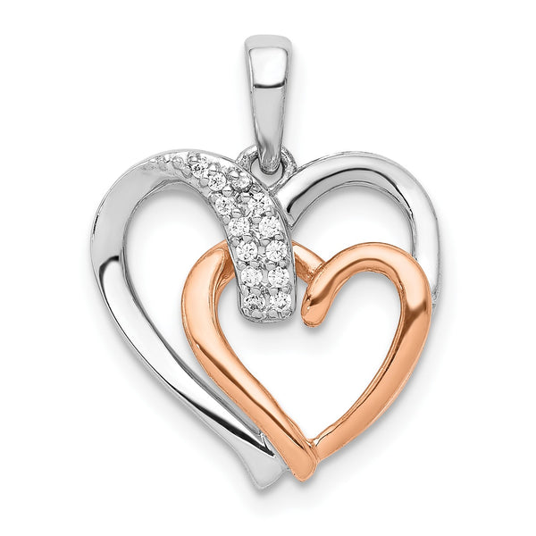 1/20 CTW Diamond Heart Pendant-Chain Not Included in 14KT White and Rose Gold
