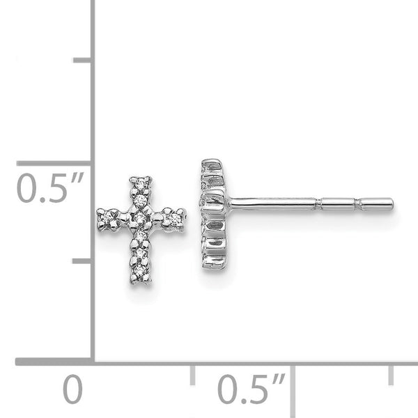 1/20 CTW Diamond Stud Cross Earrings in 14KT White Gold