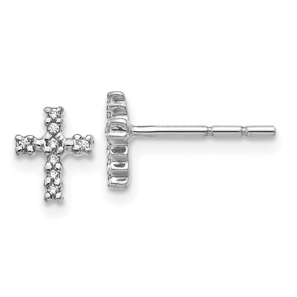 1/20 CTW Diamond Stud Cross Earrings in 14KT White Gold