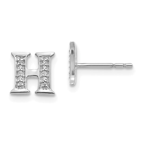 1/20 CTW Diamond Stud Initial Earrings in 14KT White Gold; Initial H