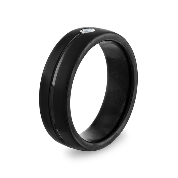 1/25 CTW Diamond Wedding Ring in Black Tungsten