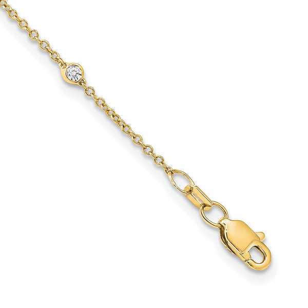 1/2 CTW Diamond Station Cable 20" Necklace in 14KT Yellow Gold