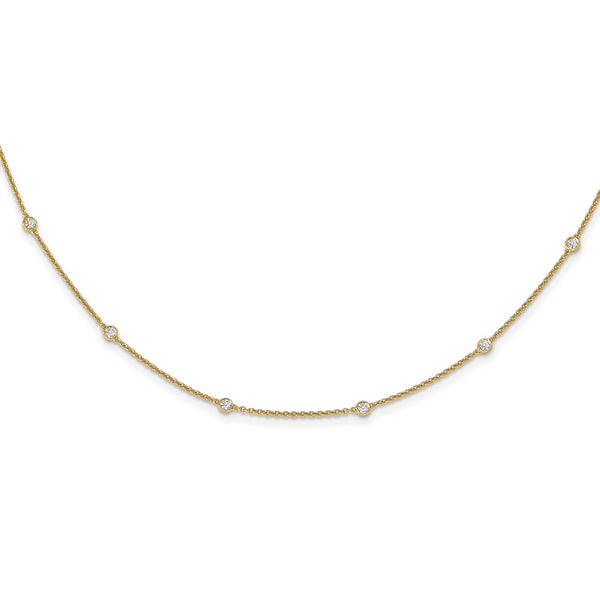 1/2 CTW Diamond Station Cable 20" Necklace in 14KT Yellow Gold