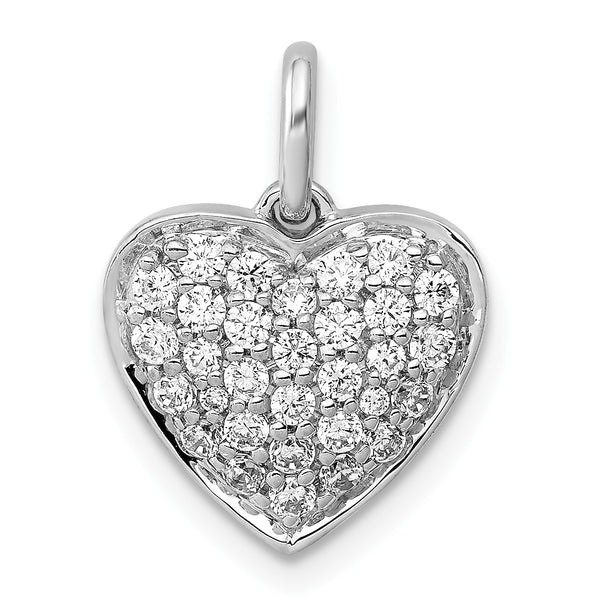 1/2 CTW Diamond Pave Heart Pendant-Chain Not Included in 14KT White Gold