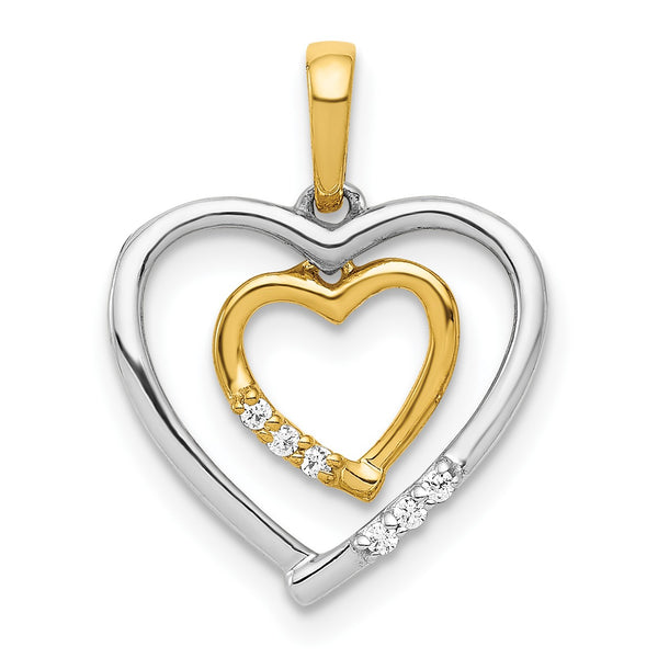 1/30 CTW Diamond Heart Pendant-Chain Not Included in 14KT White and Yellow Gold