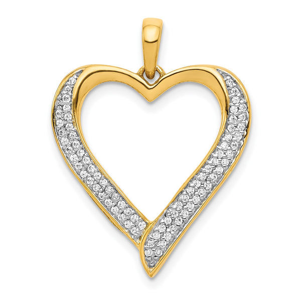 1/4 CTW Diamond Heart Pendant-Chain Not Included in 14KT Yellow Gold