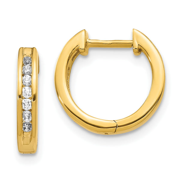 1/4 CTW Diamond Hoop Earrings in 14KT Yellow Gold