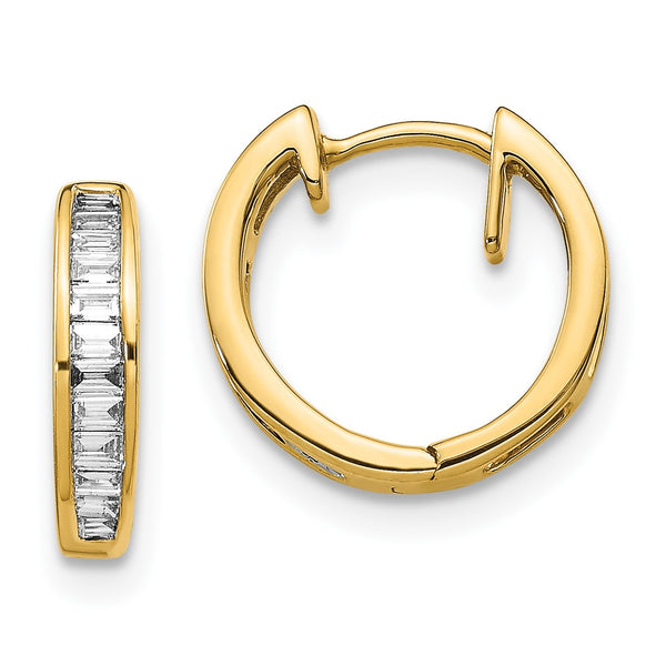 1/4 CTW Diamond Hoop Earrings in 14KT Yellow Gold