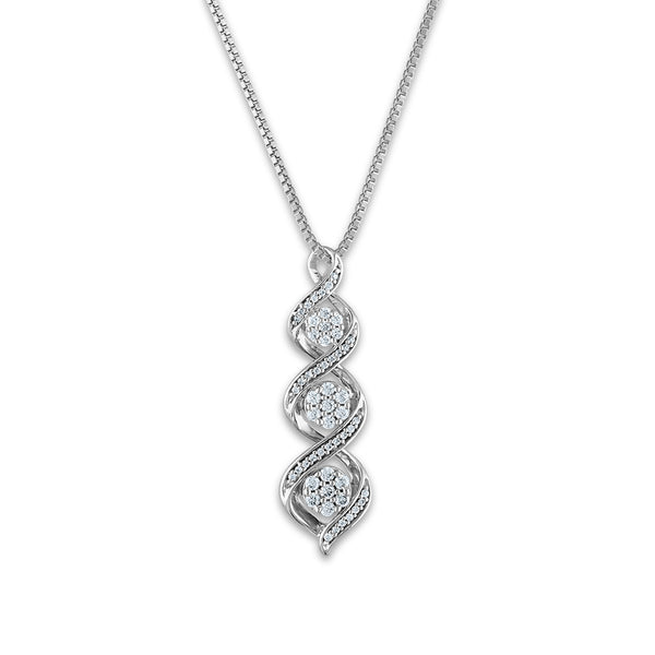 1/4 CTW Diamond Three Stone Twist 18" Pendant in Sterling Silver