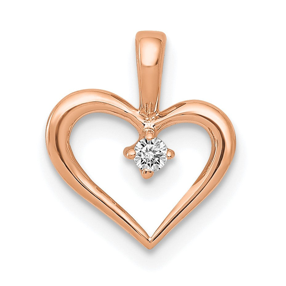 1/50 CTW Natural Diamond Heart Pendant-Chain Not Included in 14KT Rose Gold