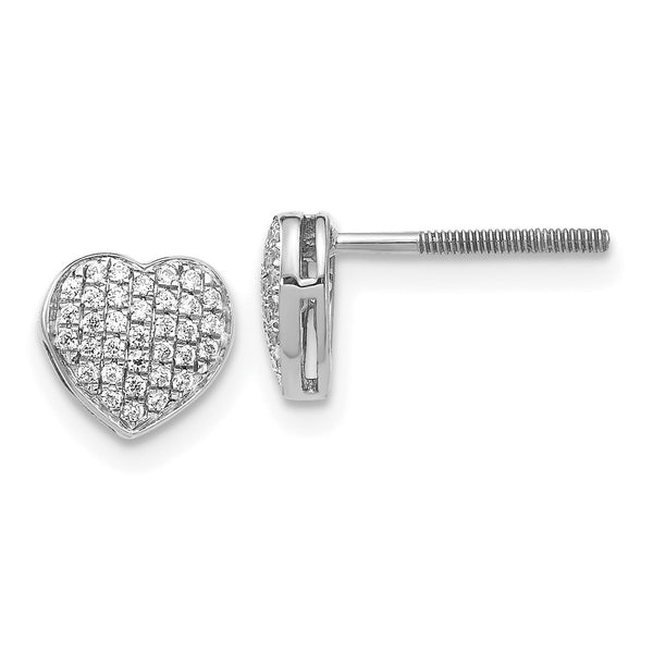 1/5 CTW Diamond Heart Earrings in 14KT White Gold