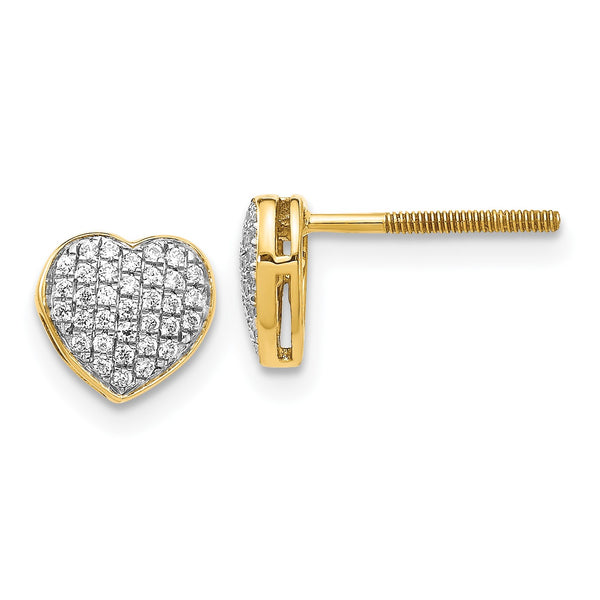 1/5 CTW Diamond Heart Stud Earrings in 14KT Yellow Gold