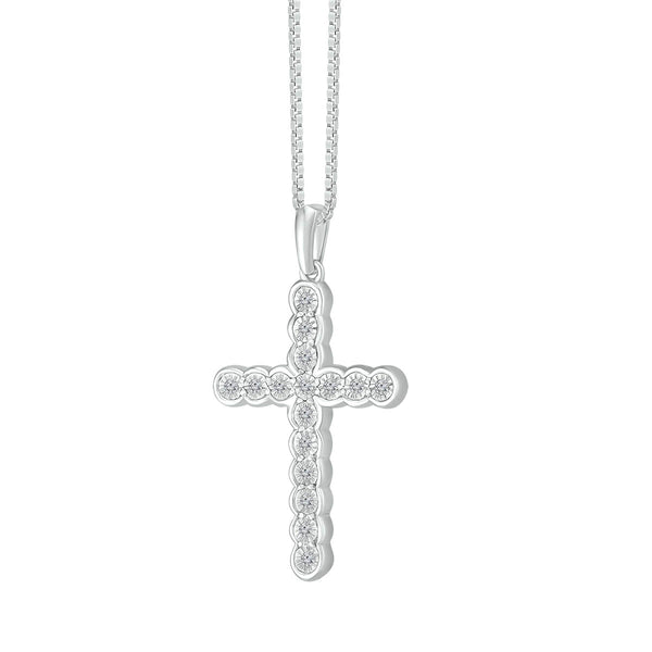 1/8 CTW Diamond Cross 18" Pendant in Sterling Silver