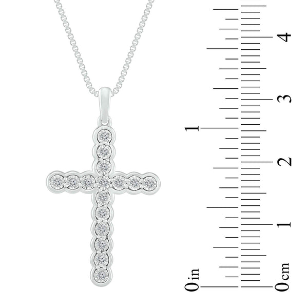 1/8 CTW Diamond Cross 18" Pendant in Sterling Silver