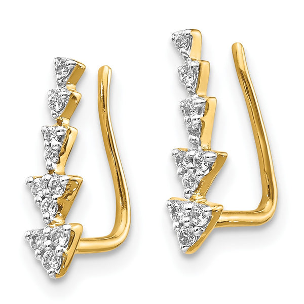1/8 CTW Diamond Ear Climber Earrings in 14KT Yellow Gold