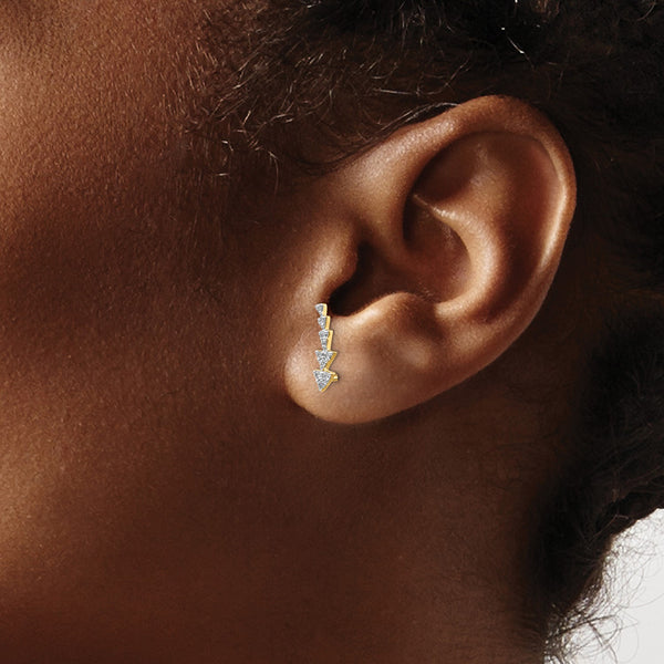 1/8 CTW Diamond Ear Climber Earrings in 14KT Yellow Gold