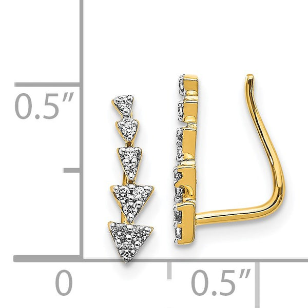 1/8 CTW Diamond Ear Climber Earrings in 14KT Yellow Gold