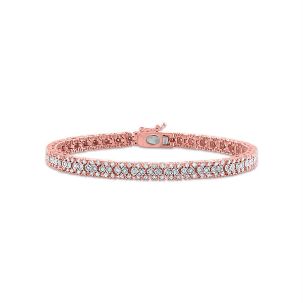 1 CTW Diamond Tennis 7" Bracelet in Rose Gold Plated Sterling Silver