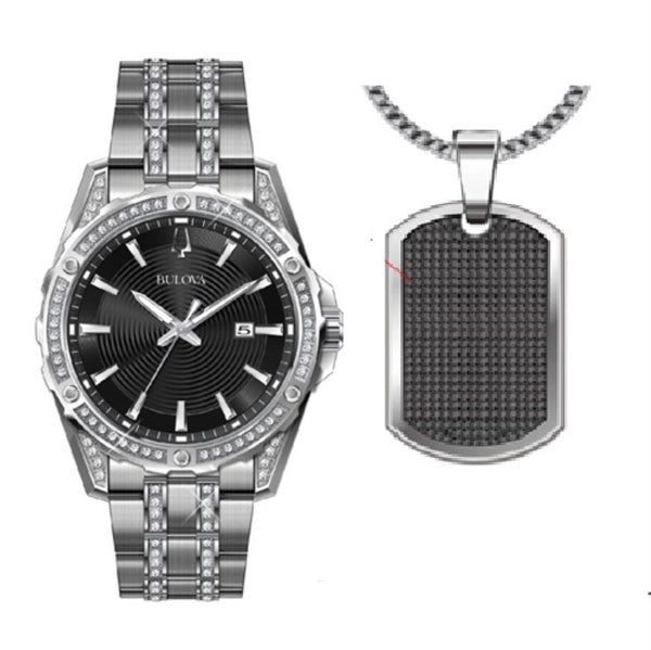 Bulova Round Dial Stainless Steel Watch Band; 96K104