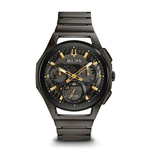 Bulova CURV with 44X44 MM Grey Round Dial Stainless Steel Watch Band; 98A206