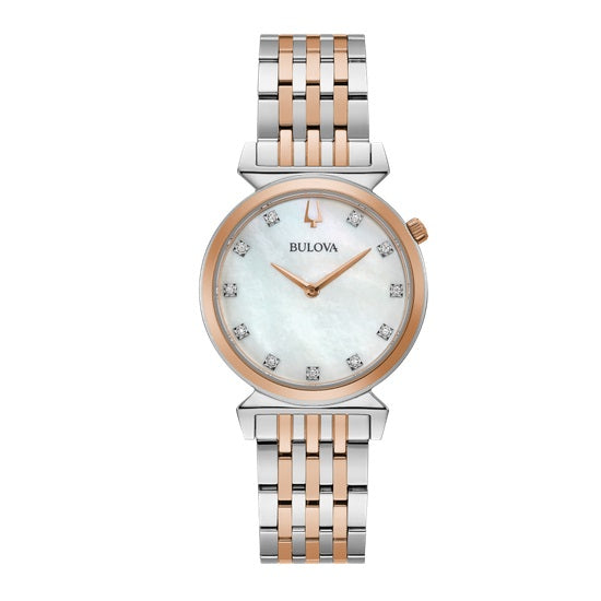 Bulova Marines with 30X30 MM White Round Dial Stainless Steel Watch Band; 98P192