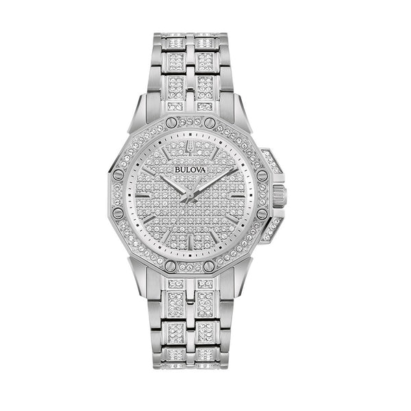 Bulova Octava Crystal Watch in Stainless Steel with Crystals; 96L305