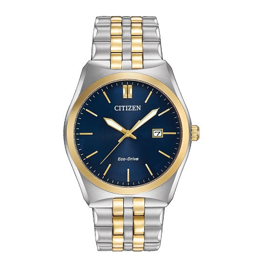 Citizen with 40X40 MM Blue Round Dial Stainless Steel Watch Band; BM7334-58L