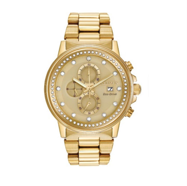 Citizen with 42X42 MM Champagne Round Dial Stainless Steel Watch Band; FB3002-53P
