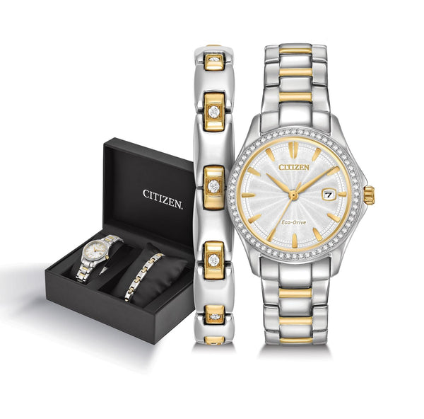 Citizen with 30X30 MM Silvertone Round Dial Stainless Steel Watch Band; FE1144-69A