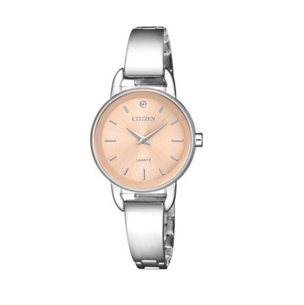 Citizen with 26X26 MM Pink Round Dial Stainless Steel Watch Band; EZ6370-56X