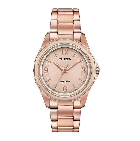Citizen with 35X35 MM Pink Round Dial Stainless Steel Watch Band; FE7053-51X