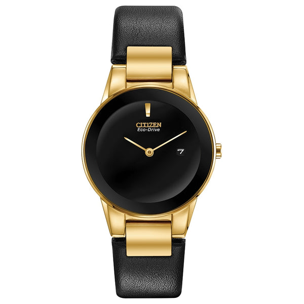 Citizen with 30X30 MM Black Round Dial Leather Band Strap; GA1052-04E