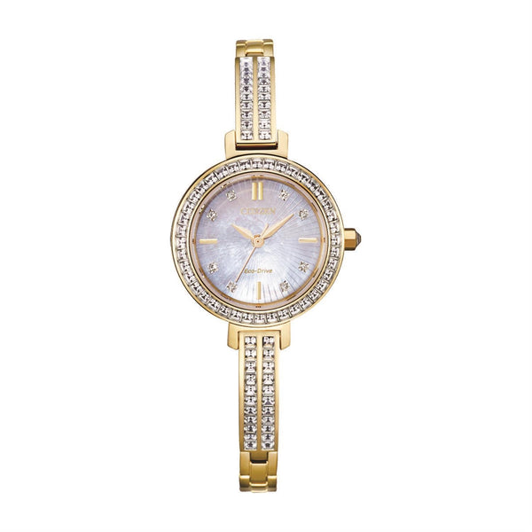 Citizen Crystal Collection with 25X25 MM Mother-of-Pearl Round Dial Stainless Steel Watch Band; EM0862-56D