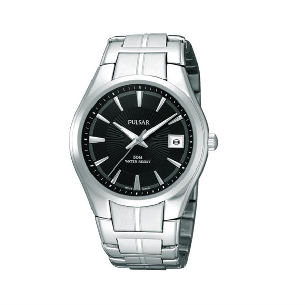 Pulsar Black Round Dial Stainless Steel Watch Band; PXH913