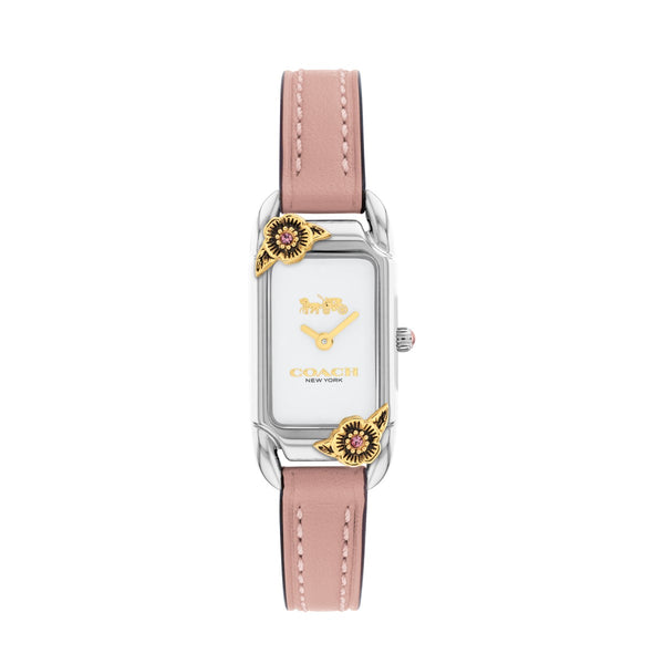 Coach Cadie 17X28MM Flower Accent Dial Pink Leather Strap; 14504037