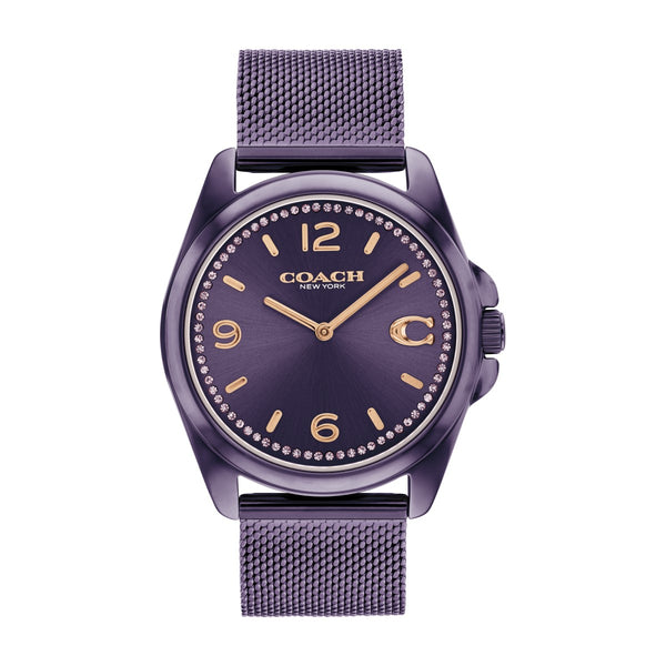 Coach Greyson 36MM Purple Stainless Steel Mesh Bracelet Watch; 14504145