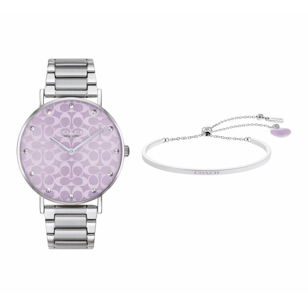 Coach Perry 36MM Purple Signature Dial Watch & Bracelet Set; 14000093