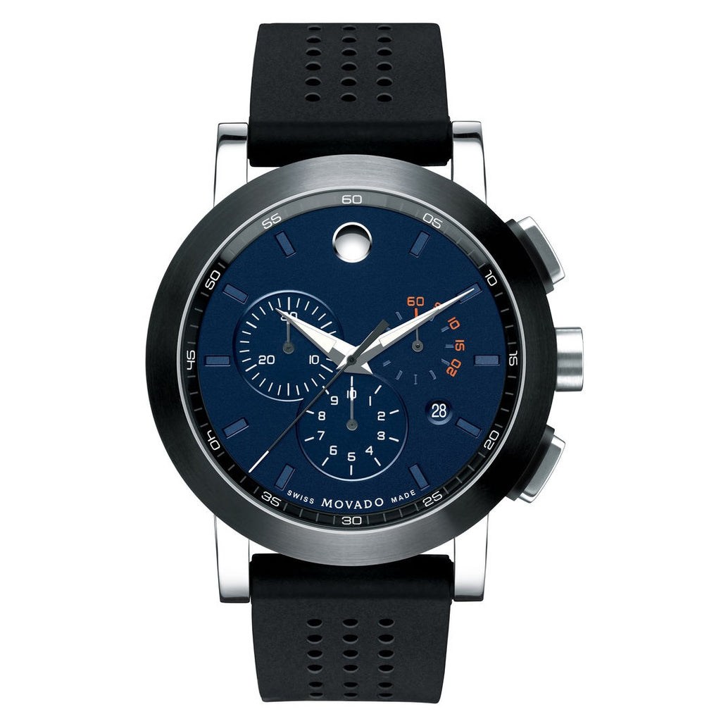 Movado Watch with 44MM Blue Dial and Black Rubber Strap. 0607002 – Daniels  Jewelers