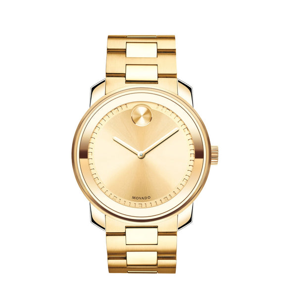 Movado BOLD with 42MM Yellow Round Dial Stainless Steel Watch Band; 3600258