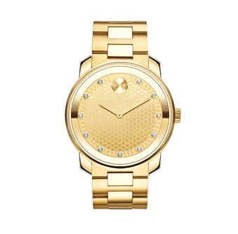Movado BOLD with 42MM Yellow Round Dial Stainless Steel Watch Band; 3600374